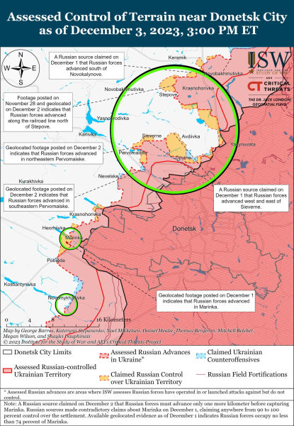 Mapa de operaciones militares para el 4 de diciembre de 2023: situación en el frente