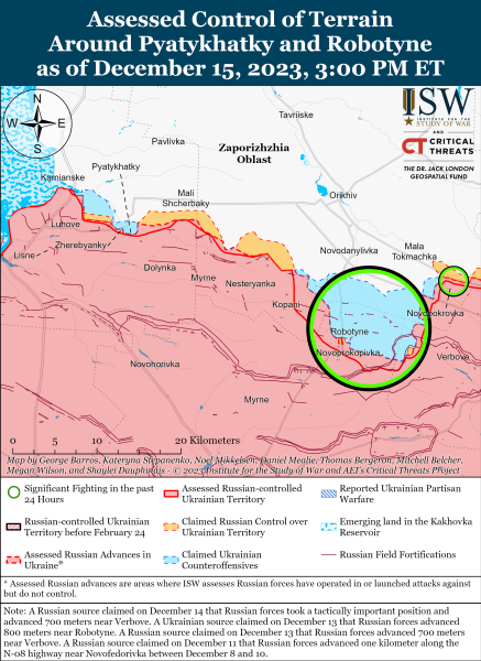 Mapa de operaciones de combate al 16 de diciembre de 2023: situación en el frente 