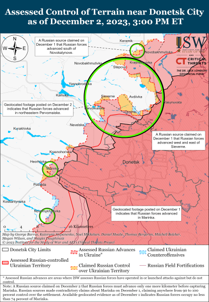 Mapa de operaciones militares al 3 de diciembre de 2023 & ndash ; situación en el frente
