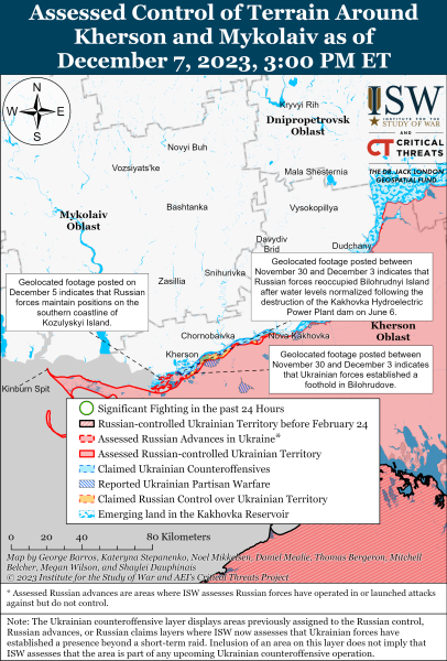 Mapa de operaciones militares a partir de 8 de diciembre de 2023: situación en el frente