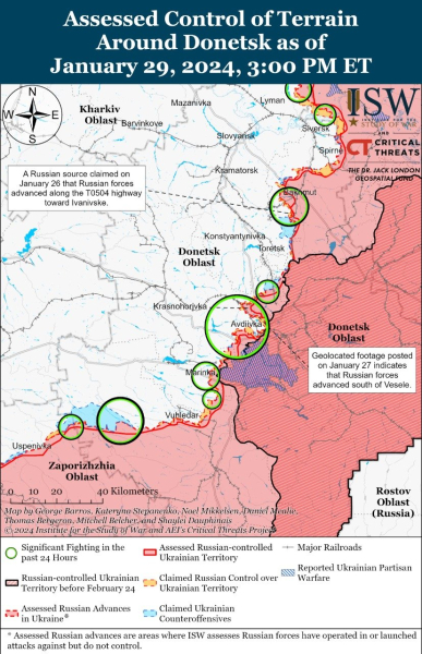 Mapa de operaciones militares al 30 de enero de 2024: situación en el frente