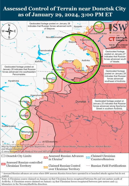 Mapa de operaciones militares al 30 de enero de 2024: situación en el frente