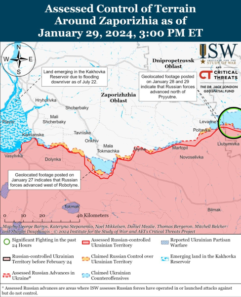 Mapa de operaciones militares al 30 de enero de 2024: situación en el frente