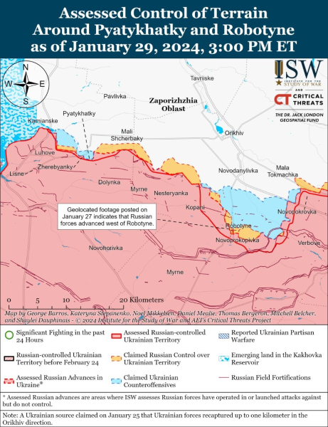 Mapa de operaciones militares al 30 de enero de 2024: situación en el frente