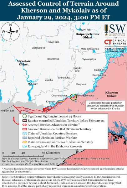 Mapa de operaciones militares al 30 de enero de 2024: situación en el frente