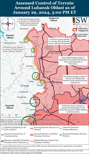 Mapa de operaciones militares al 30 de enero de 2024: situación en el frente