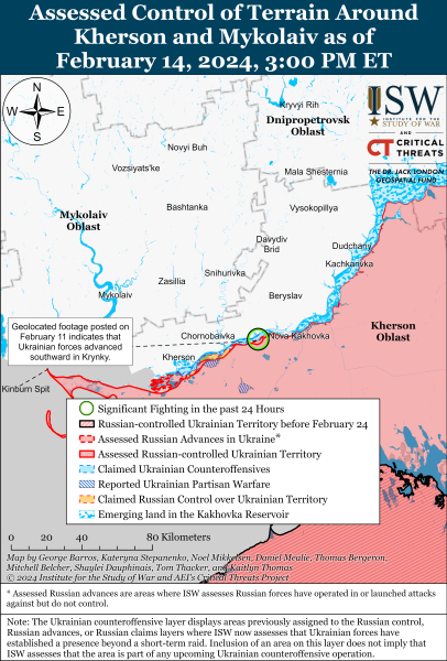 Mapa de operaciones militares al 15 de febrero de 2024: situación en el frente