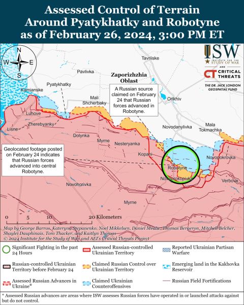 Mapa de operaciones militares al 27 de febrero de 2024 — situación en el frente