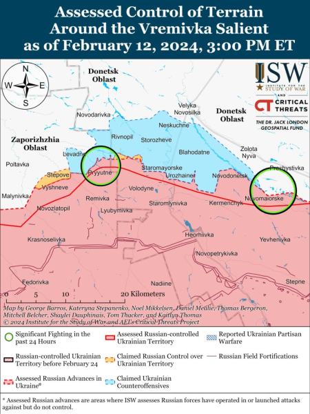 Mapa de operaciones militares al 13 de febrero de 2024: situación en el frente