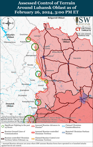 Mapa de acciones de combate el 27 de febrero de 2024: situación en el frente