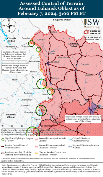 Mapa de operaciones militares al 8 de febrero de 2024: situación en el frente