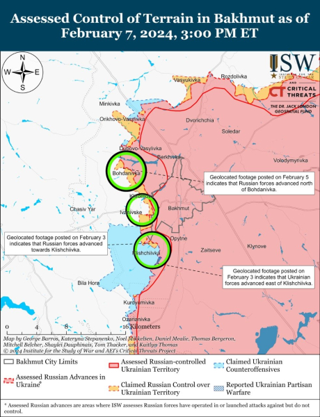 Mapa de acciones de operaciones militares el 8 de febrero de 2024 – situación en el frente