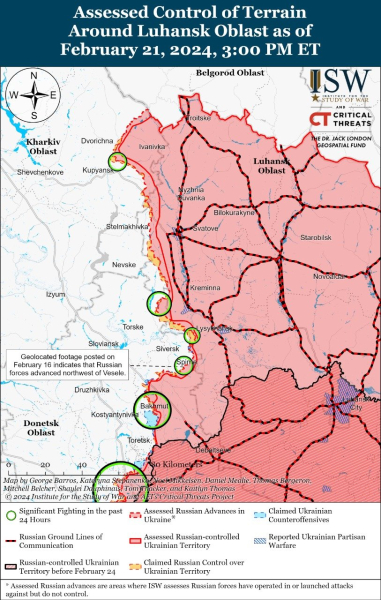 Mapa de operaciones militares al 22 de febrero de 2024: situación en el frente