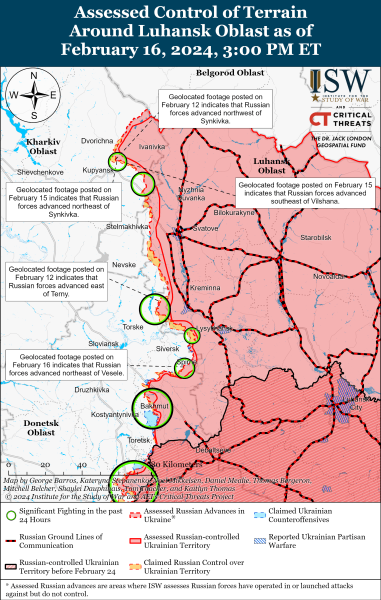 Mapa de operaciones militares el 17 de febrero de 2024 - la situación en el frente