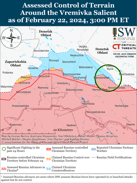 Mapa de operaciones militares al 23 de febrero de 2024 - situación en el frente