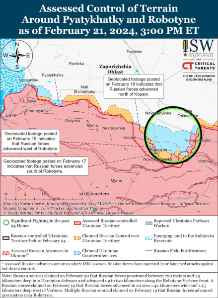 Mapa de operaciones militares al 22 de febrero de 2024: situación en el frente