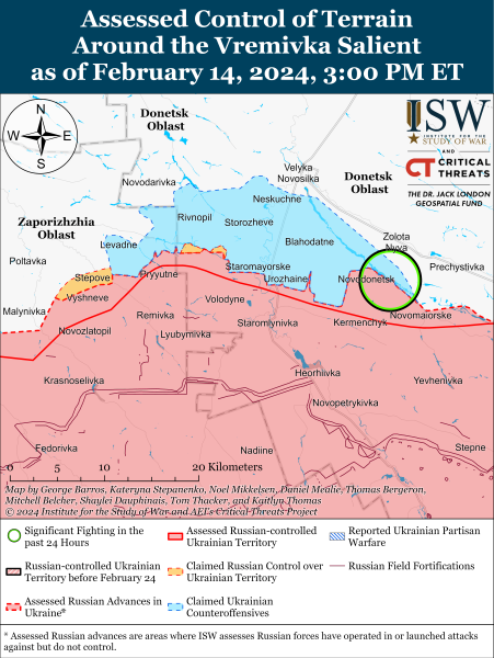 Mapa de operaciones militares el 15 de febrero de 2024 - la situación en el frente