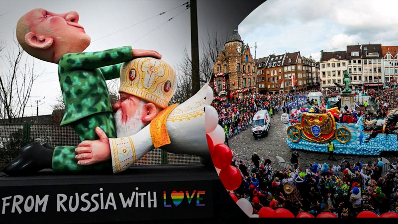 De rodillas ante Putin: el patriarca Kirill fue ridiculizado en el carnaval de Dusseldorf