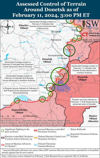Mapa de operaciones militares al 12 de febrero de 2024: situación en el frente