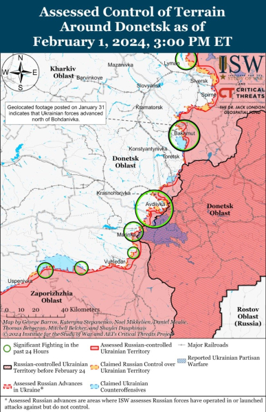 Mapa de operaciones militares al 2 de febrero de 2024: situación en el frente