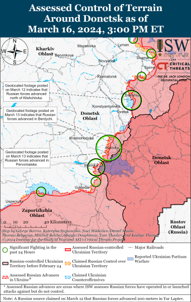 Mapa de operaciones militares al 17 de marzo de 2024 - situación en el frente 