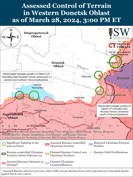 Mapa de operaciones militares el 29 de marzo de 2024 - la situación en el frente