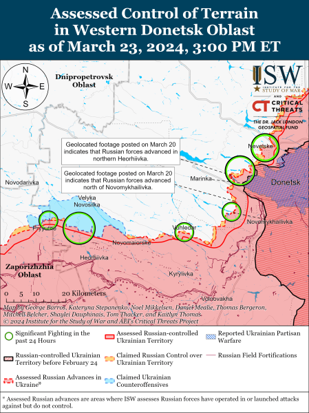 Mapa de operaciones militares para el 24 de marzo de 2024 – ndash; situación en el frente