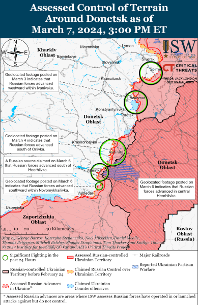 Mapa de operaciones militares el 8 de marzo de 2024 - la situación en el frente
