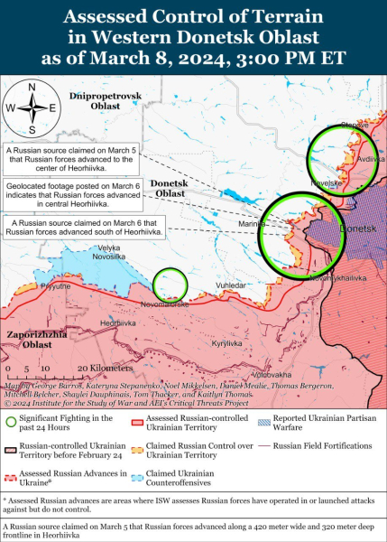 Mapa de operaciones militares al 9 de marzo de 2024: situación en el frente