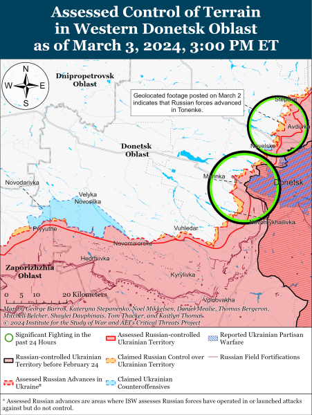 Mapa de operaciones militares el 4 de marzo de 2024 - la situación en el frente