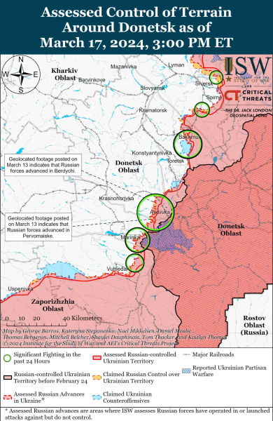 Mapa de operaciones militares al 18 de marzo de 2024: situación en el frente