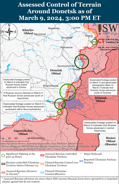 Mapa de operaciones militares al 10 de marzo de 2024: situación en el frente
