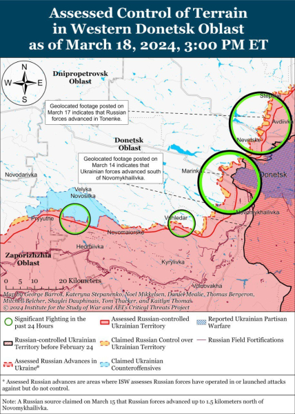 Mapa de operaciones militares para el 19 de marzo de 2024: situación en el frente