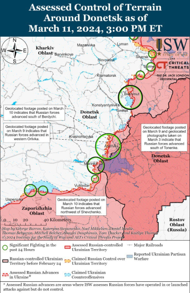 Mapa de operaciones militares al 12 de marzo de 2024: situación en el frente