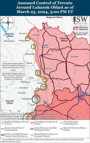 Mapa de operaciones militares al 24 de marzo de 2024 - situación en el frente