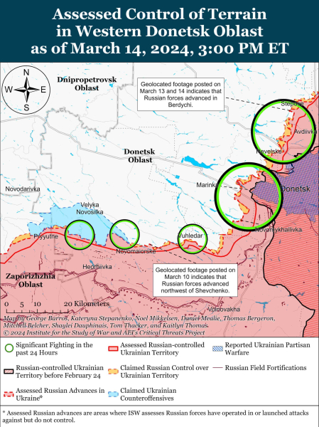 Mapa de operaciones militares al 15 de marzo de 2024: situación en el frente