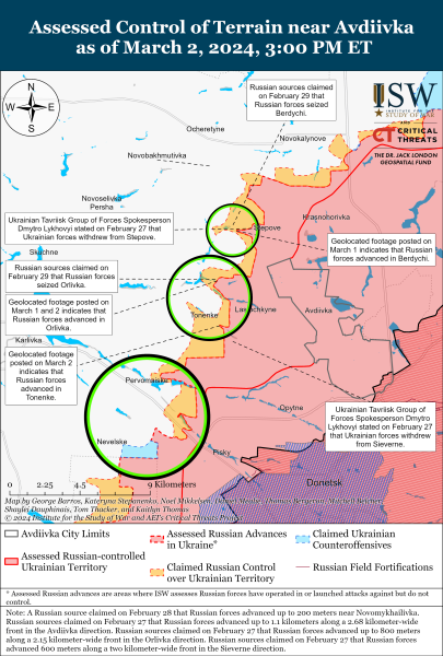 Mapa de operaciones militares para el 3 de marzo de 2024 y ndash ; situación en el frente