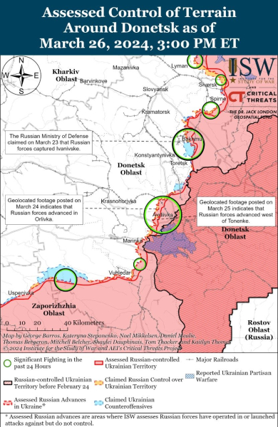 Mapa de operaciones militares para el 27 de marzo de 2024: situación en el frente
