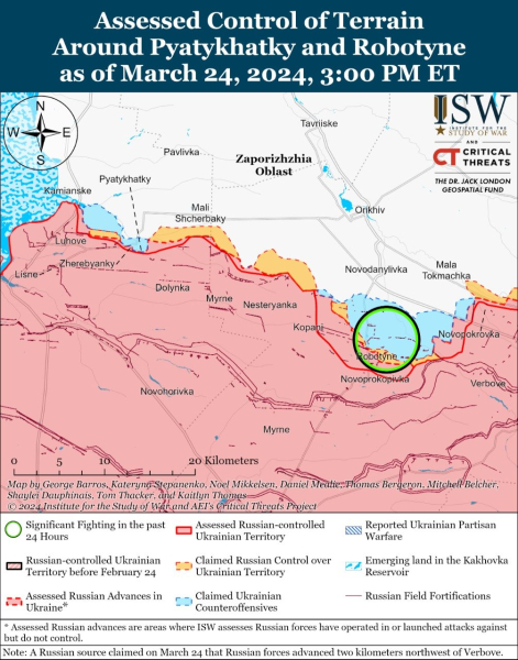 Mapa de operaciones militares para el 25 de marzo de 2024: situación en el frente