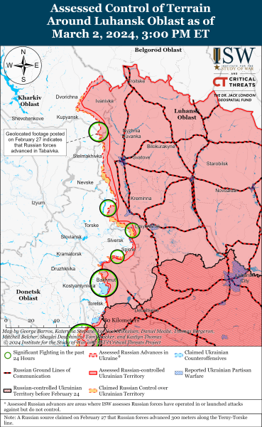 Mapa de operaciones militares al 3 de marzo de 2024: situación en el frente