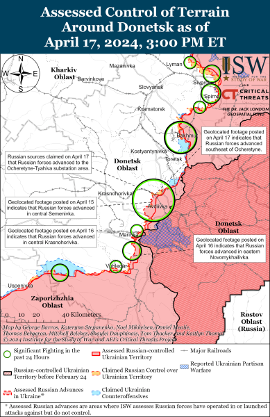 Mapa de operaciones militares para el 18 de abril de 2024: la situación en el frente 