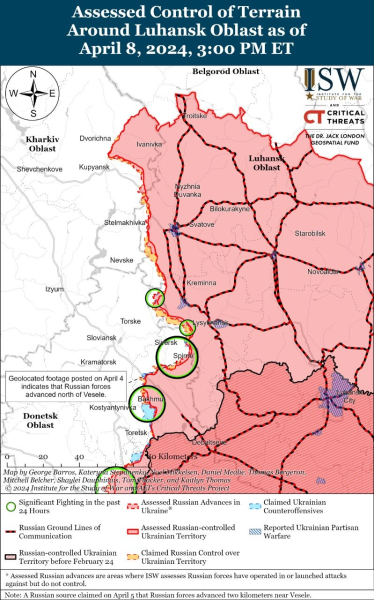 Mapa de operaciones militares al 9 de abril de 2024: situación en el frente