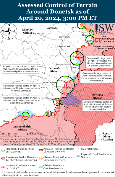 Mapa de operaciones militares al 21 de abril de 2024: situación en el frente