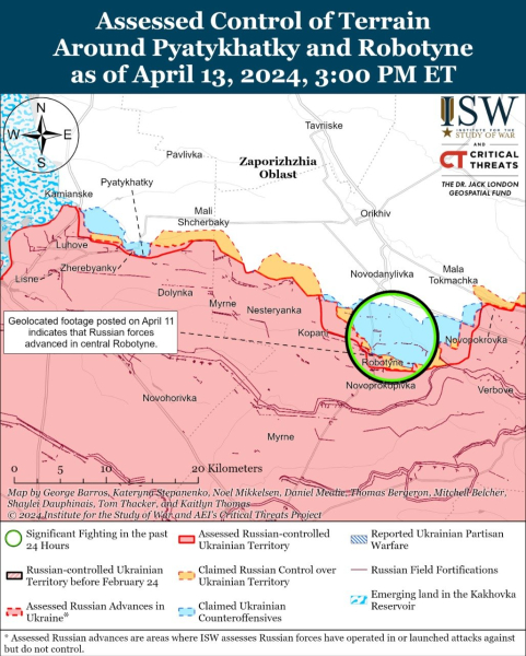 Mapa de operaciones militares al 14 de abril de 2024: situación en el frente