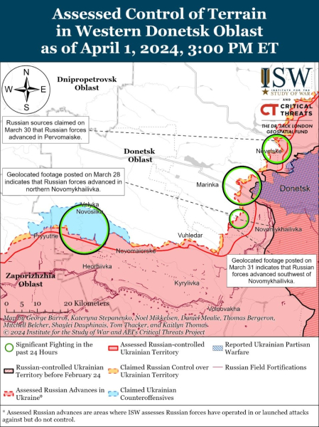 Mapa de operaciones militares al 2 de abril de 2024: situación en el frente