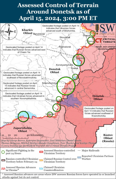 Mapa de operaciones militares para el 16 de abril de 2024: situación en el frente