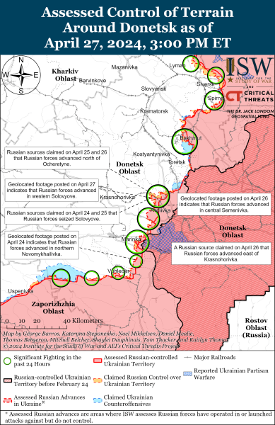 Mapa de operaciones militares para el 28 de abril de 2024: la situación en el frente