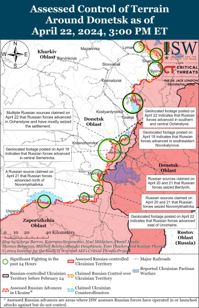 Mapa de operaciones militares para el 23 de abril de 2024: situación en el frente