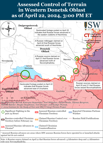 Mapa de operaciones militares para el 23 de abril de 2024: situación en el frente