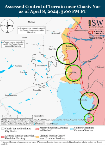 Mapa de operaciones militares al 9 de abril de 2024: situación en el frente